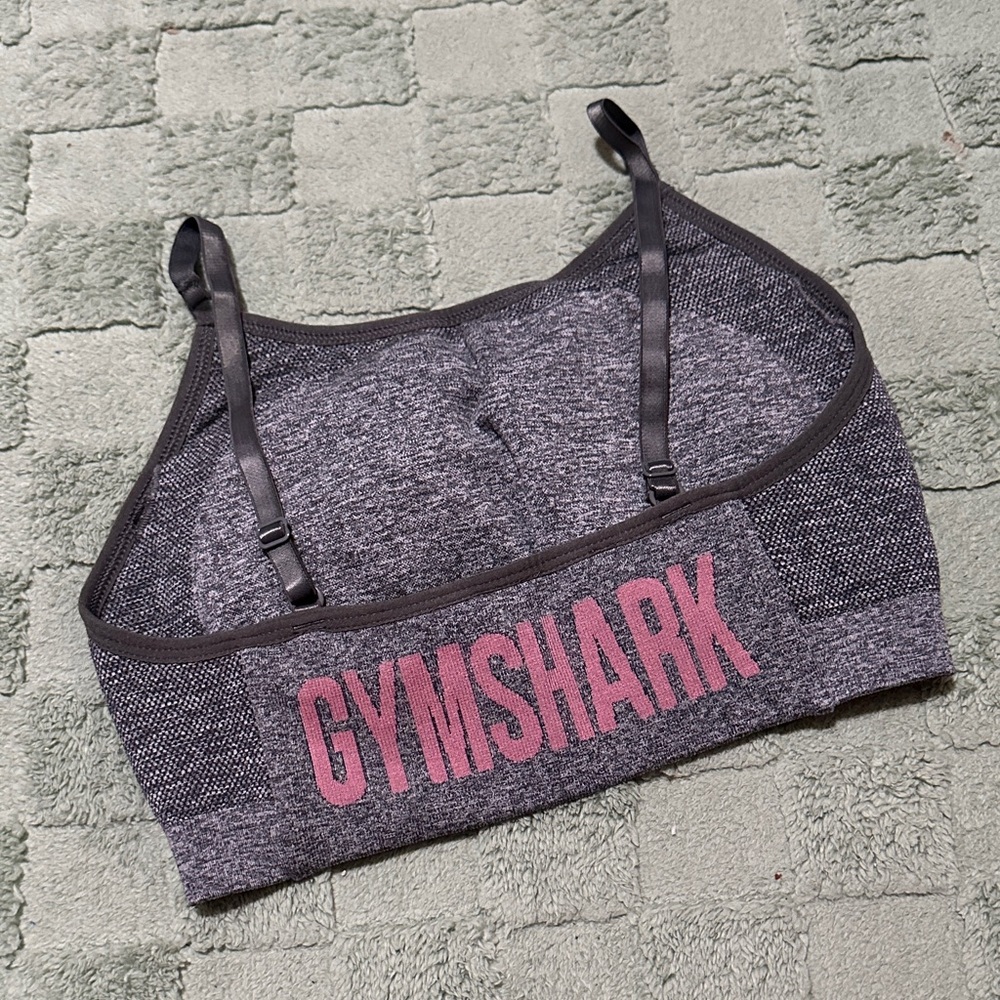 Gymshark Women's Charcoal and Pink Workout Top